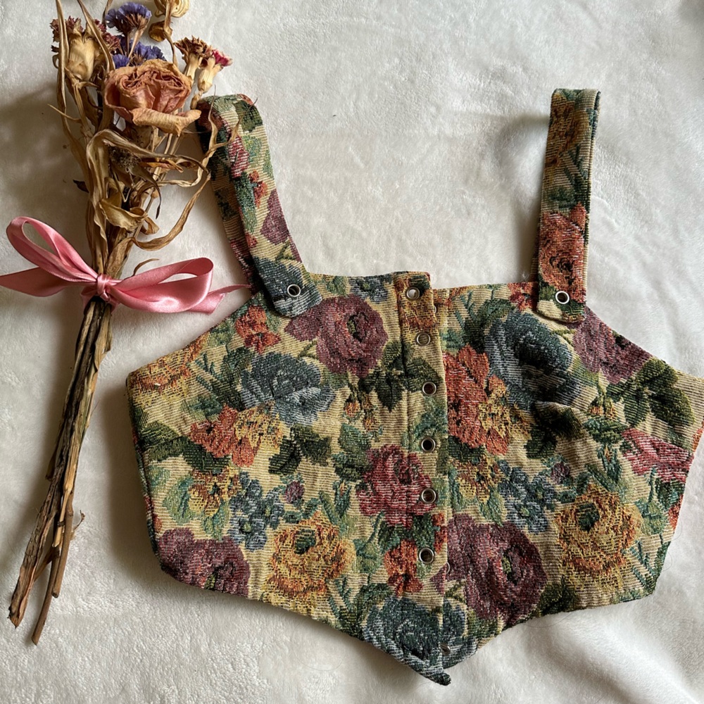 Floral Tapestry Corset Top